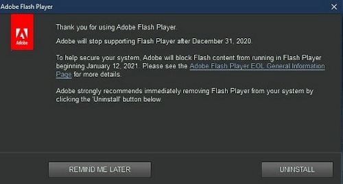 standalone flash player for windows 10